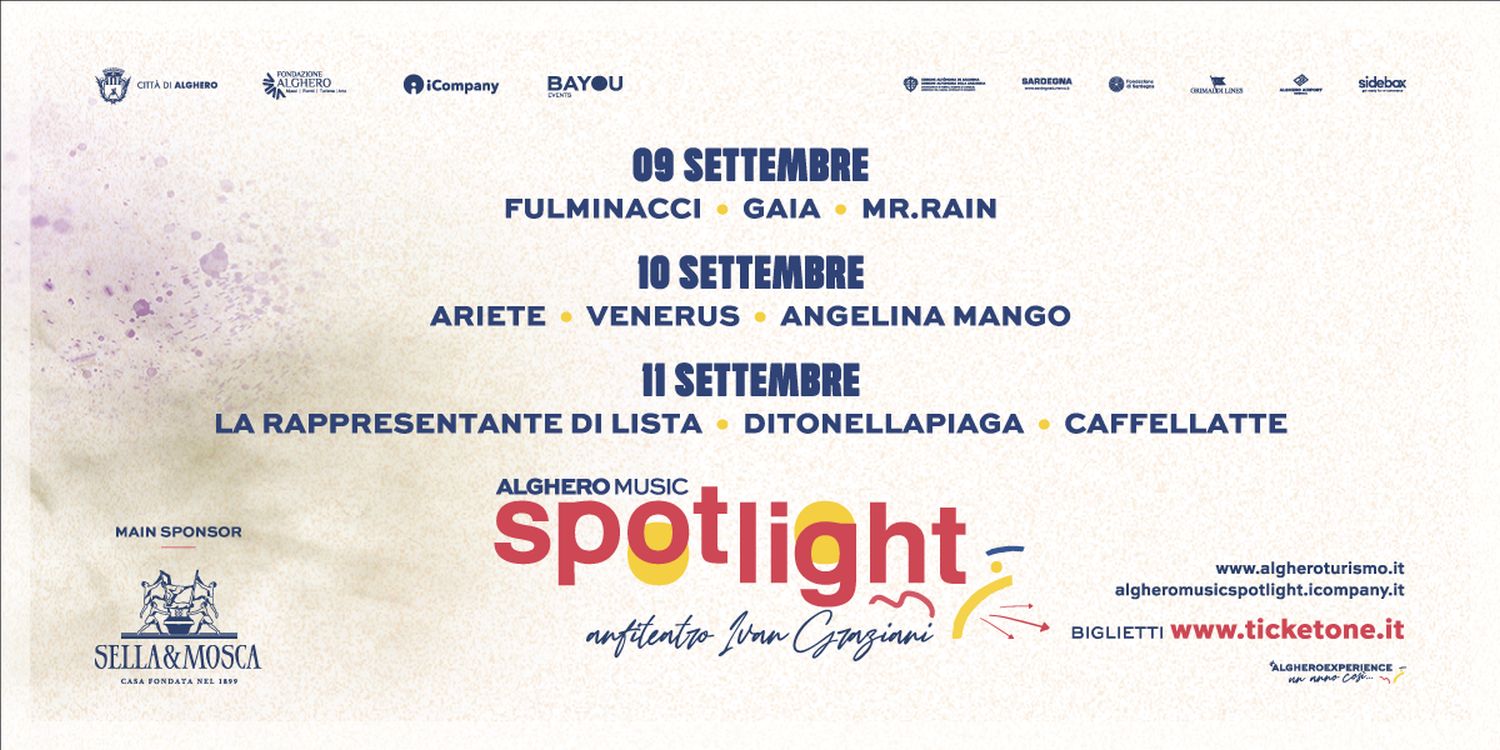 Dal 9 all’11 settembre 2022 all'Anfiteatro Ivan Graziani di Alghero si terrà la prima edizione dell’Alghero Music Spotlight